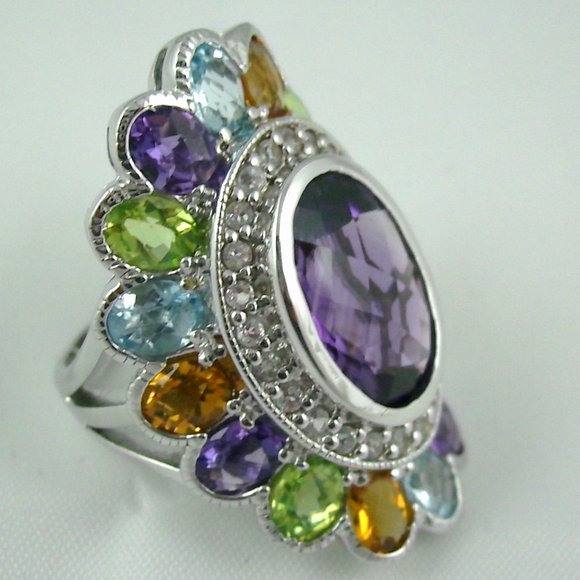 Sima K 9.66ct Amethyst & Multigem Oval Ring - Picture 8 of 8